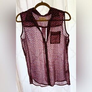Liz Claiborne Sleeveless Sheer Blouse | Multi-color | Size Small